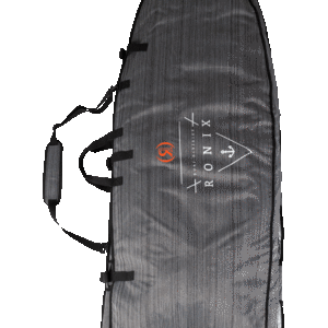 Gray Ronix wakeboard bag on black background.