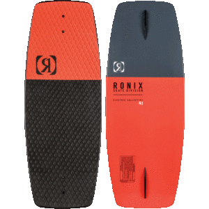 Red and black Ronix wakeboard, dual-sided design.