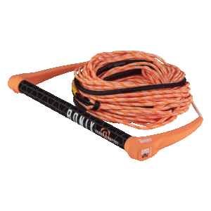Orange and black wakeboard rope and handle.