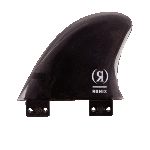 Black surfboard fin on black background.