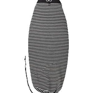 Black and white striped surfboard cover.